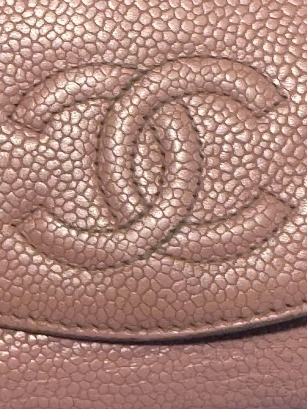 Chanel Pink Caviar Leather CC Logo Compact Wallet Coin Purse w/ COA